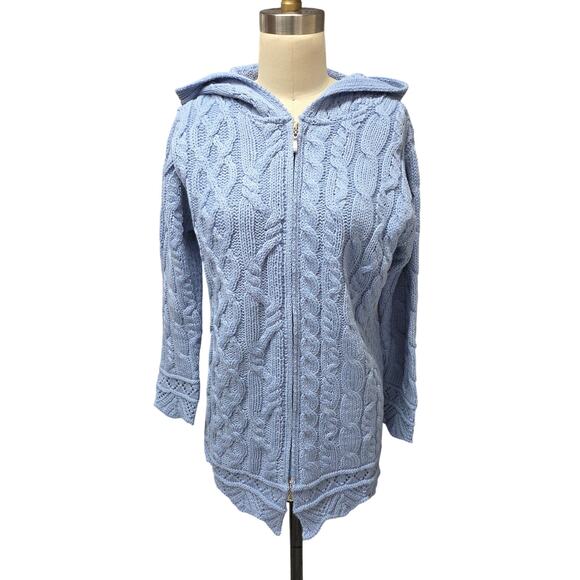 Aran Crafts Ireland Merino Wool Zip Hooded Sweater XS NWOT - Picture 4 of 9